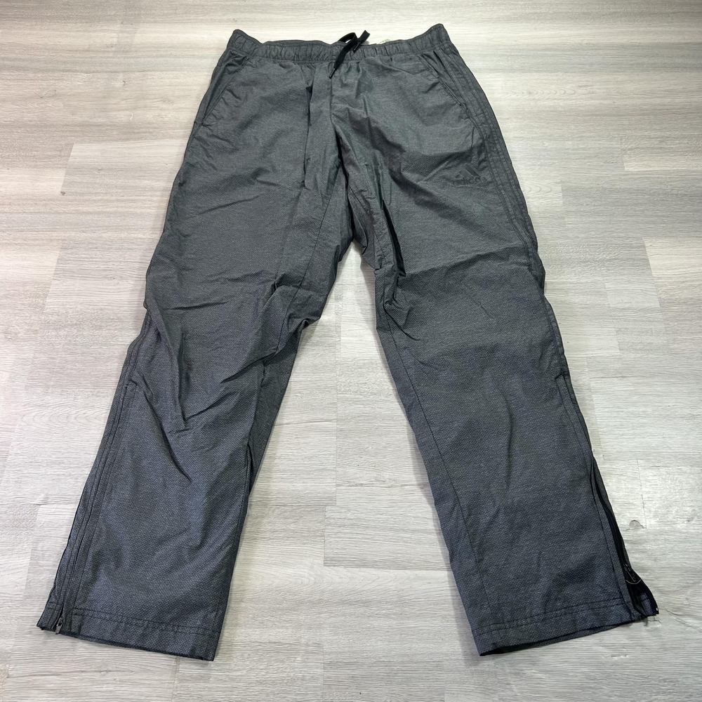 Adidas Track Pants Mens Medium Gray Woven Lined Zip Hem Elastic Waist Athletic